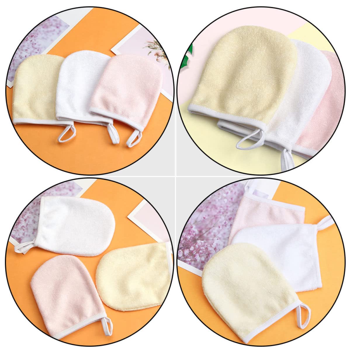 FRCOLOR 24pezzi Panni Struccanti Microfibra Per Pulizia Viso Guanti Riutilizzabili Per Rimozione Makeup Assorbenza Colori Random Per Viaggi e Uso Quotidiano