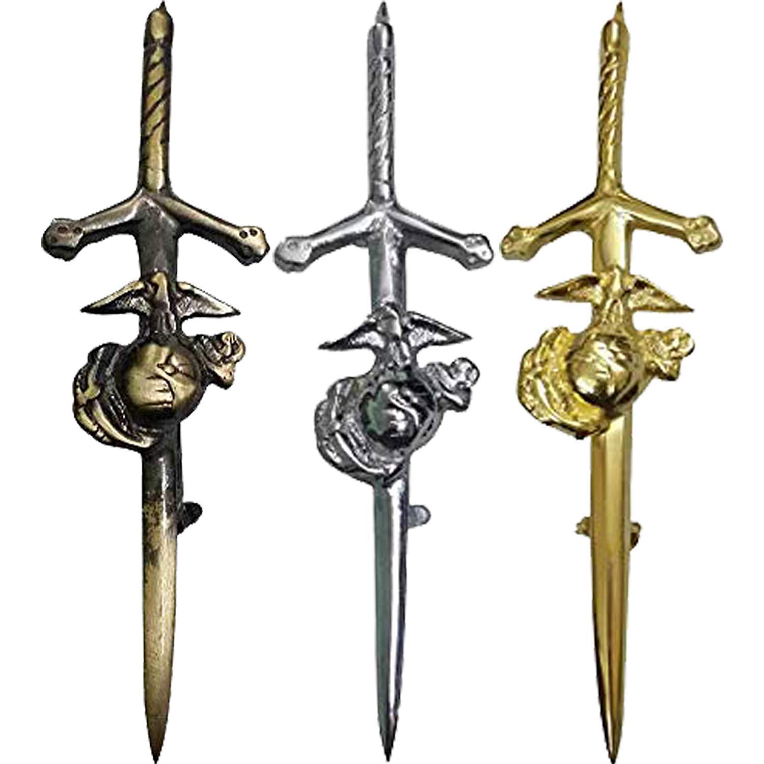 US Corps Kilt Pin with Chrome, Antique & Gold Finish