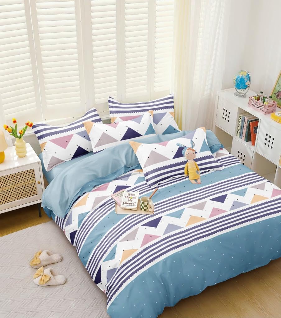 Castiqa King Size Micofiber Polycotton Double Bed Size Quilt Cover/Duvet Cover/Rajai Cover/Blanket Cover with Zipper 90 X 100 Inches (Design16)-image-16