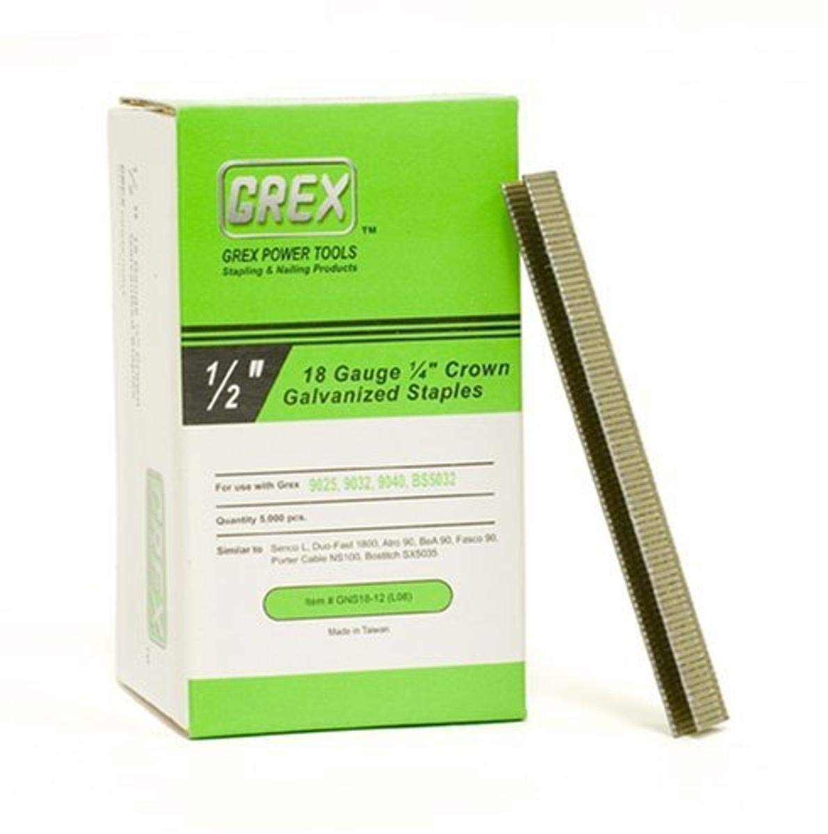 Grex GNS18-12 (L08) 1/2 In. 18 Ga 1/4 In. Wide Crown Staples, Galvanized, 5M