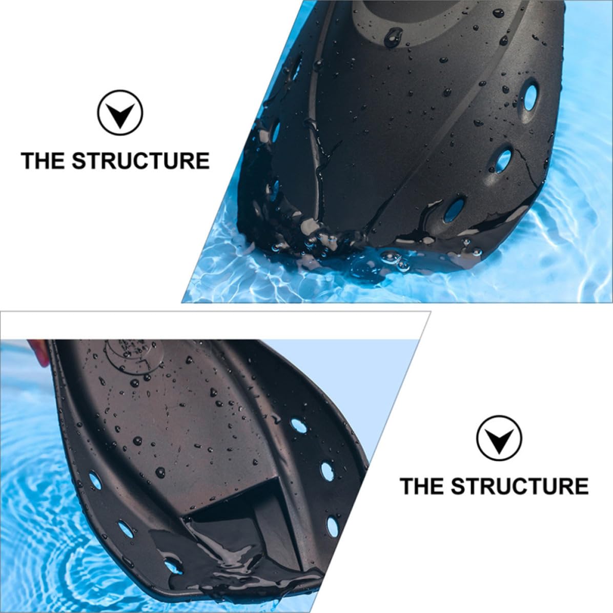 Aletas Cortas Ajustables de Natación para Buceo, Negro L | Material Flexible, Diseño Ligero, Uso en Mar y Piscina, para Adultos Hombres y Mujeres