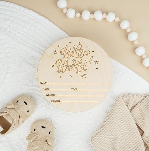 Miniatura 4 de Cartel de bienvenida al recién nacido de 7 pulgadas, paquete de 5 letreros de anuncio de nacimiento para hospital, letreros de madera con nombre de
