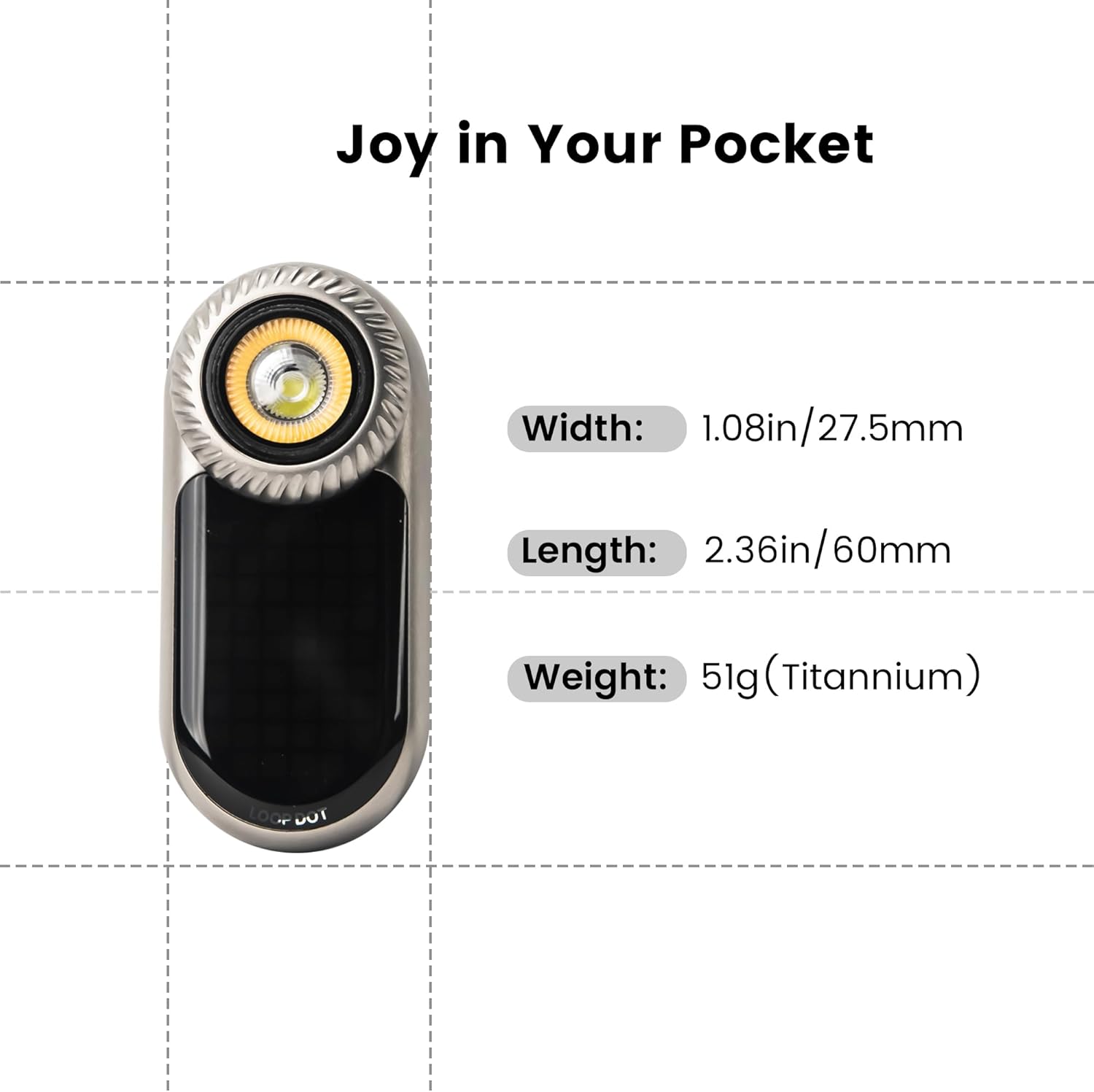 LOOPDOT EDC Flashlight – Rechargeable Small and Powerful LED Flashlight with RGB Pixel Display, Interactive Games, Adjustable Brightness – Cool Gadget Gift for Kids & Adults (TI)