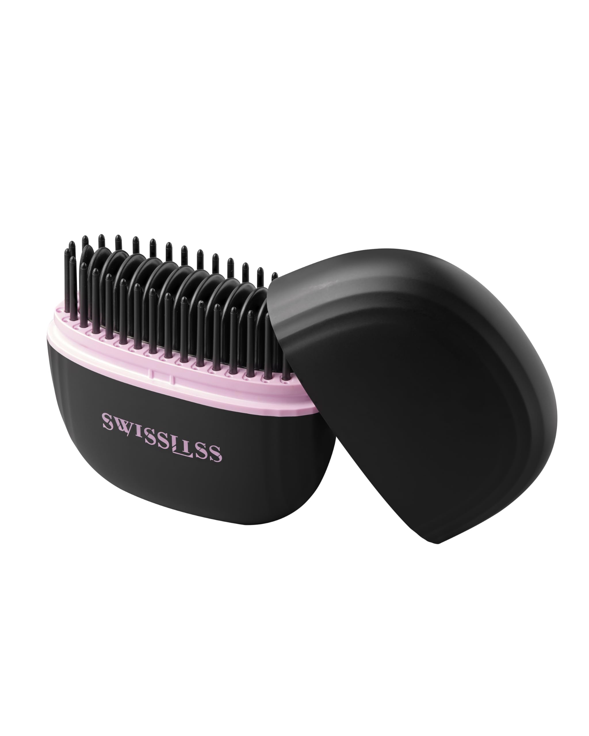 SWISSLISS XOXO Mini Cepillo Calentador Inalámbrico - Cepillo Suavizante de Viaje Recargable USB-C, 3 Temperaturas 160°C 180°C 200°C, hasta 60 minutos de autonomía, formato compacto