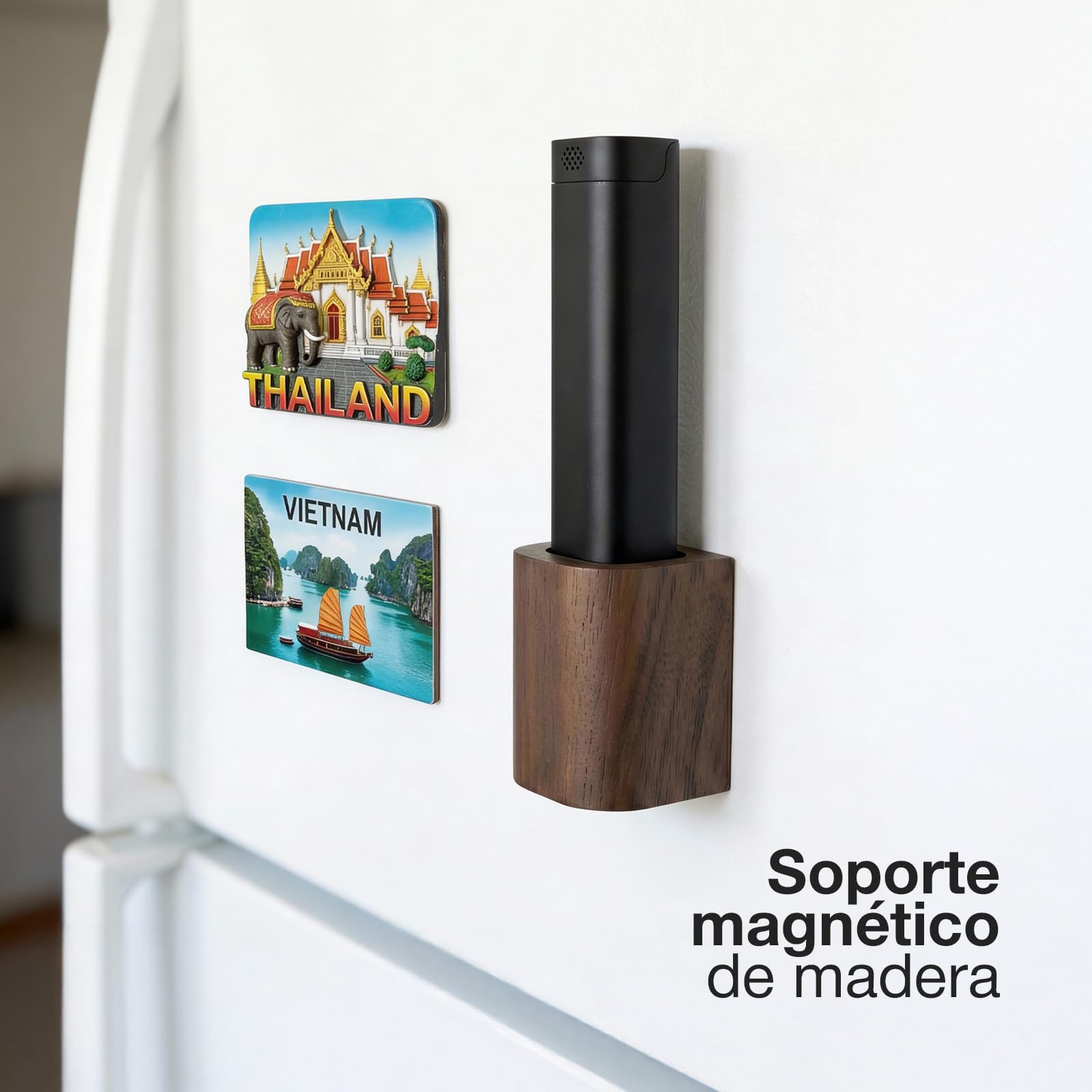 Pastillero Semanal de Aluminio Premium – 100% Metal, Base de Madera, Gran Capacidad & Diseño Elegante – Calidad Médica, Ideal para Viajes, Sin Plástico - Negro