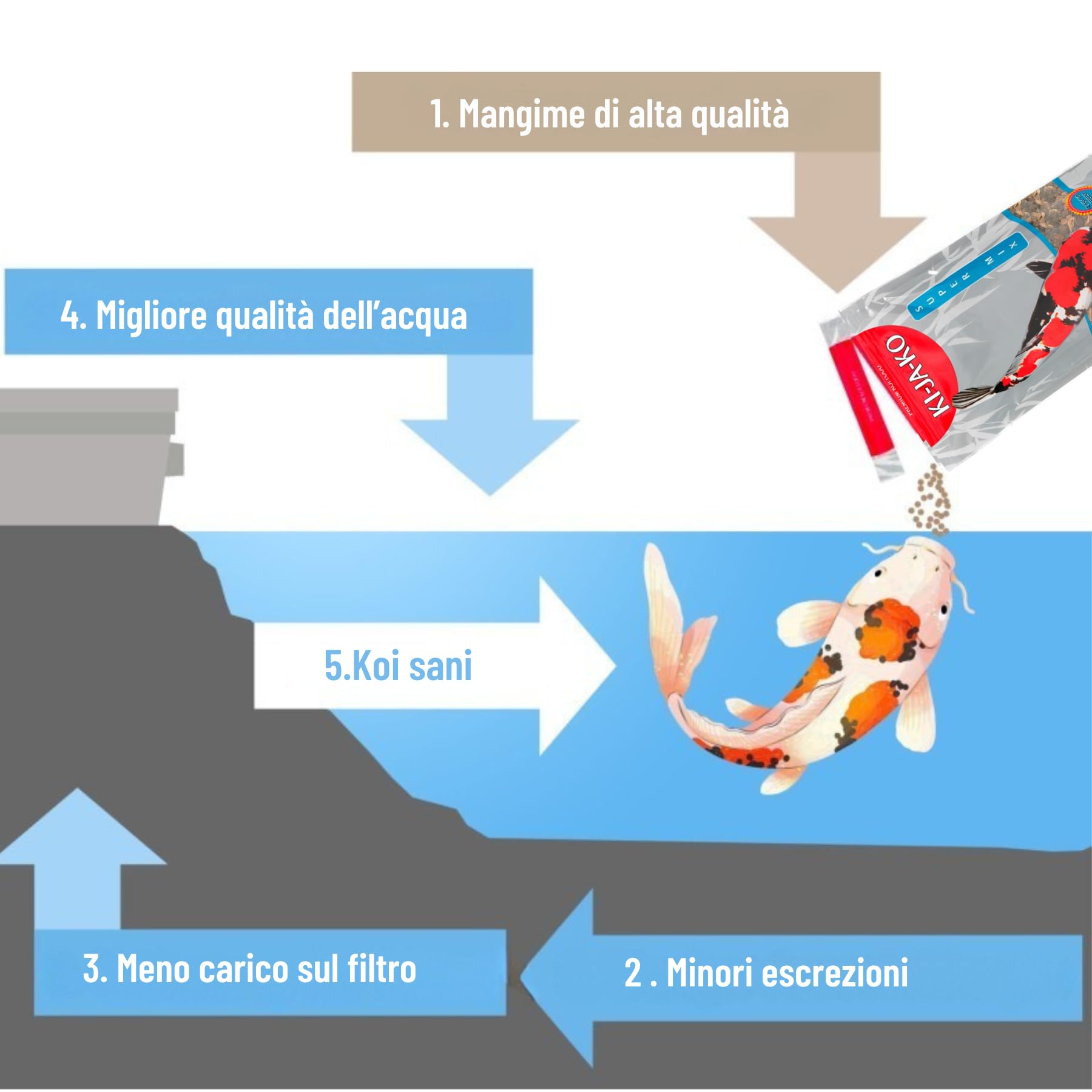 Super Mix alimento per Koi di Alta qualità in Formato Premium da 1 kg / 6mm - con Sapore di Grano, per Koi-Carp
