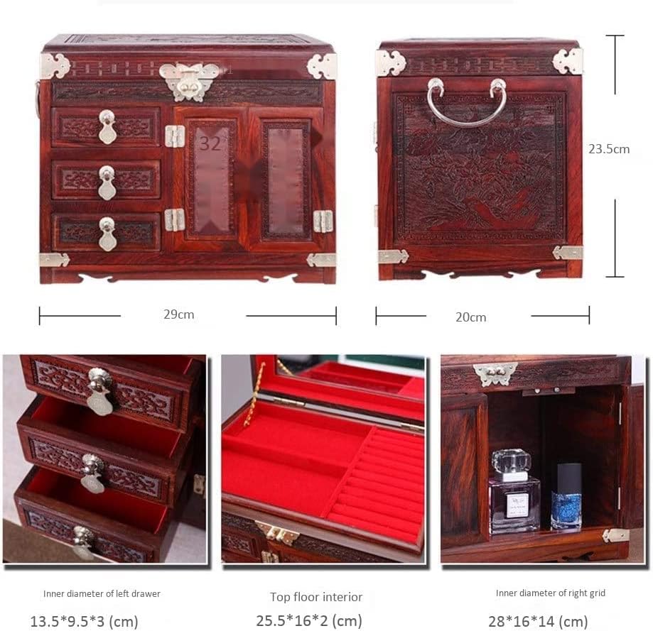 Miniatura 2 de Joyero organizador de joyas, joyero de madera, caja de almacenamiento de joyería antigua, joyería hecha a mano, gran capacidad, decoración de