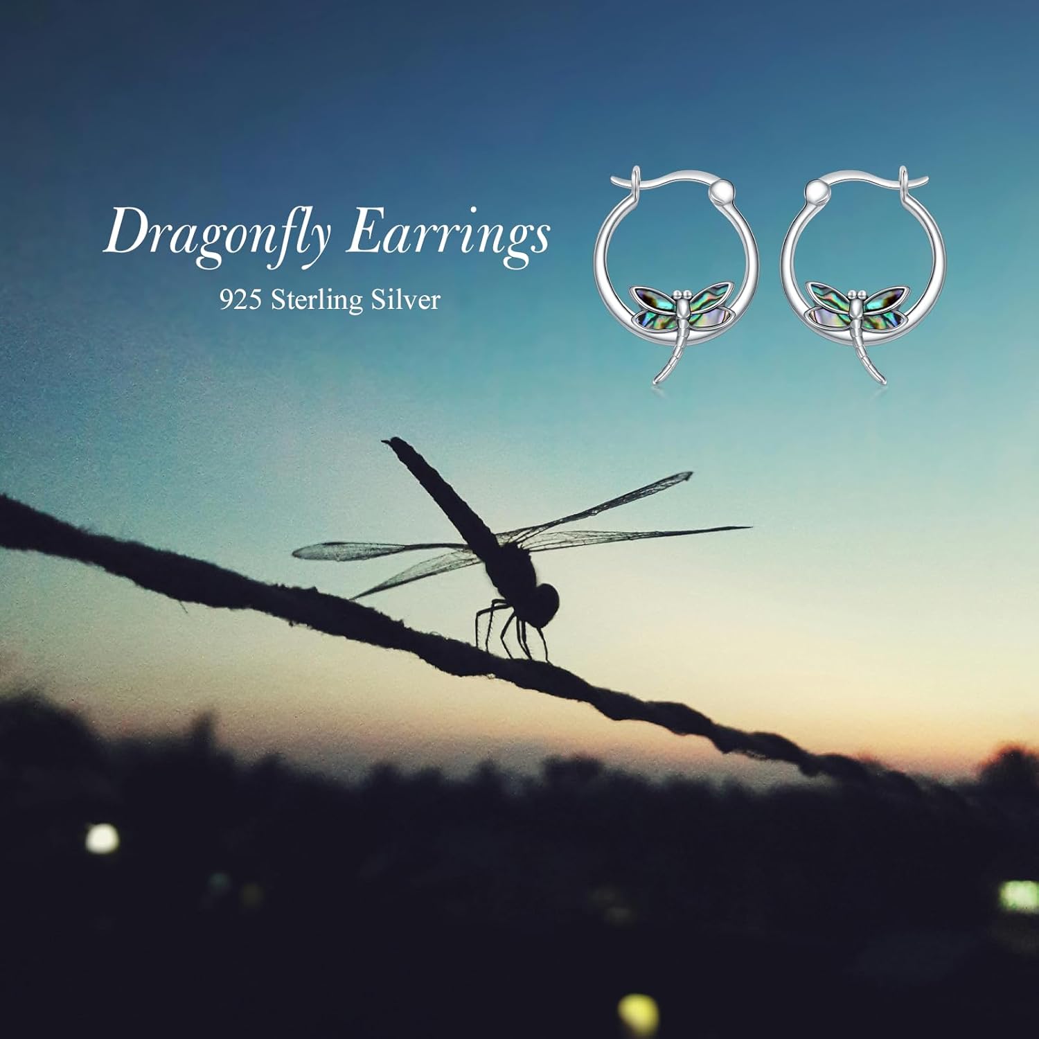 925 Sterling Silver Butterfly/Heart/Dragonfly Hoop Earrings with Crystal from Austria 20mm - Image 5