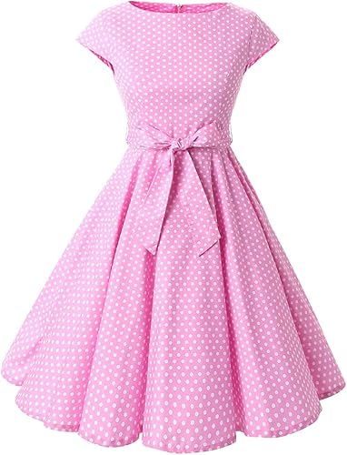 Vestidos vintage de los años 50 para mujer, vestido de cóctel retro estilo halter de los años 50, a lunares, pinup, Rockabilly Audrey Hepburn,