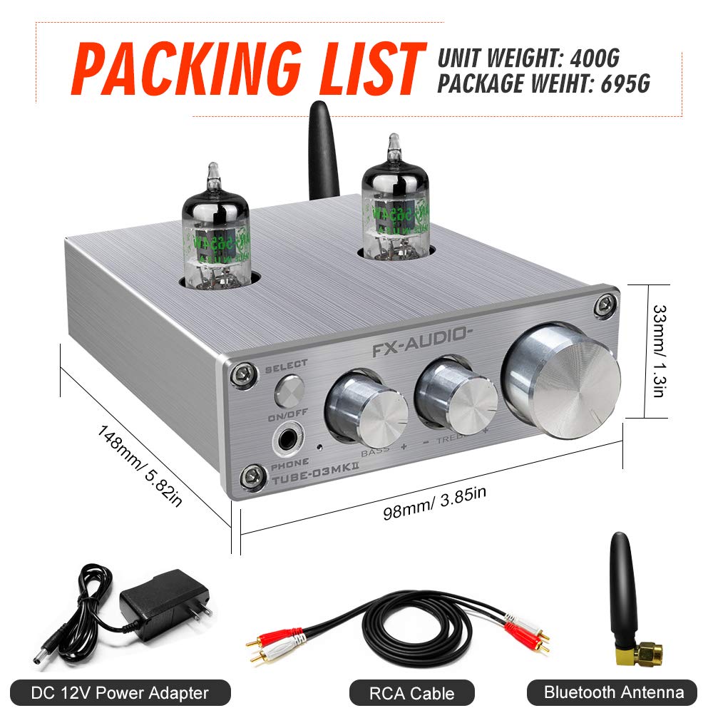 FX AUDIO Bluetooth Tube Preamp & Headphone Amp & Bluetooth Receiver