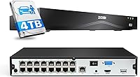 Vista 10 de ZOSI NVR PoE 4K 8CH, H.265+ 8 puertos 16 canales 8MP grabadora de video en red para sistema de vigilancia en el hogar, disco duro de 2TB