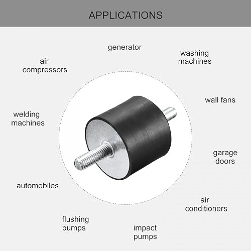 Miniatura 4 de uxcell Amortiguador de choque masculino D50mmxH40mm del aislador de vibración de los soportes de goma 4pcs M10x28mm