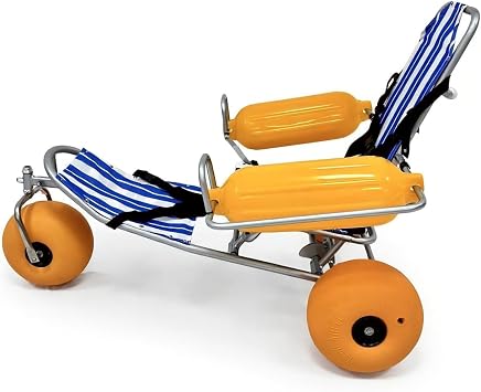 Floating Beach Pool Wheelchair Water, Foldable Beach Wheelchair, All Terrain Water Floating Wheelchairs, 300lbs Load Capacity, Beach Walkers for Water Access, Grass, Gravel
