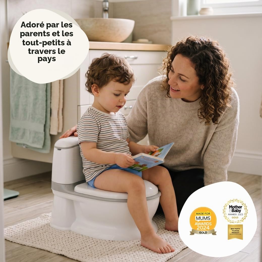 Pote Plus - Mon premier pot de toilette (gris) - Gagnant du prix Mère et bébé 2023 - Or pour le meilleur produit d'apprentissage de la propreté