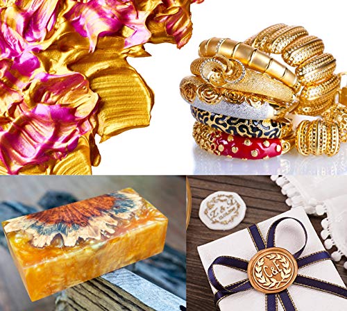 Mica Powder - 100G/3.5Oz. Gold Mica Powder For Epoxy Resin Royal Golden Natural Shimmer Resin Pigment Powder Dye For Soap Making, Slime, Bath Bomb, Candle Making, Diy Crafting Projects #TOP5