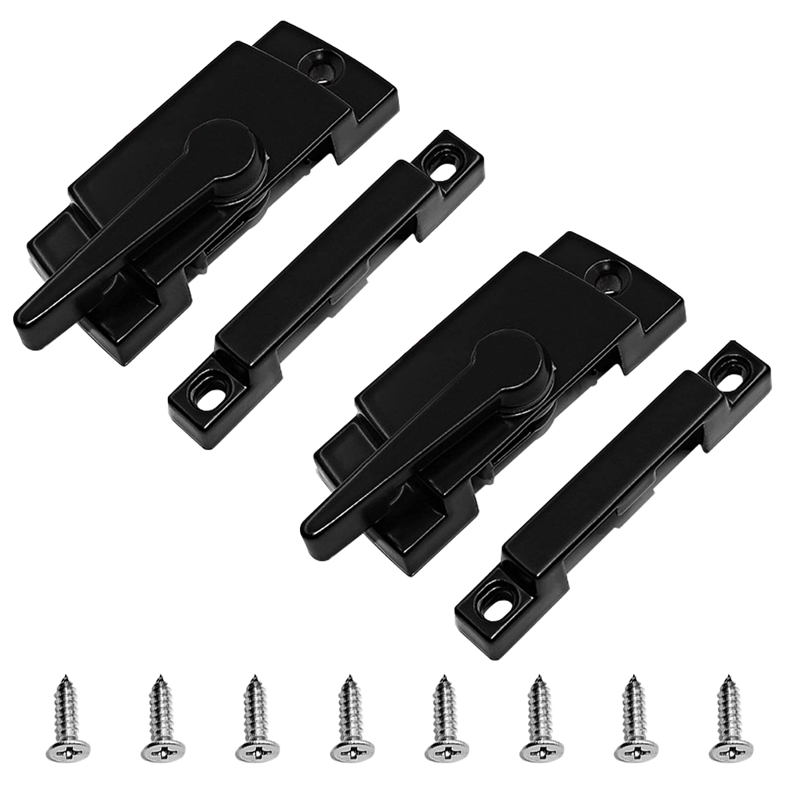 Ufurmate Black Window Sash Lock, 2Pcs Zinc Alloy Sliding Window Locks Window Door Frame Security Locks Window Crescent Locks For Left And Right Using (Black)