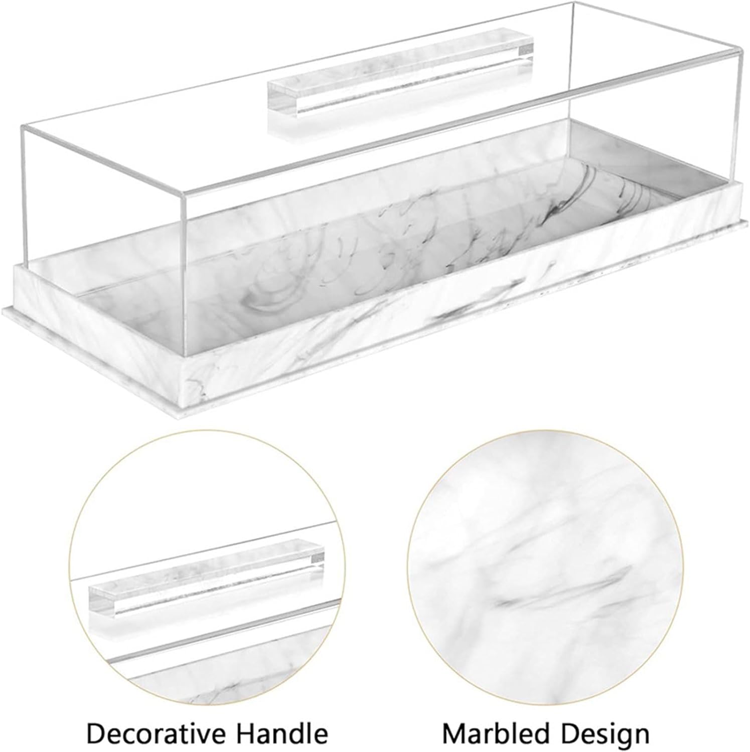 長方形のケーキトレイディスプレイボックス、透明な蓋付きアクリルケーキホルダー、防塵スタンド、デザート収納トレイに最適。