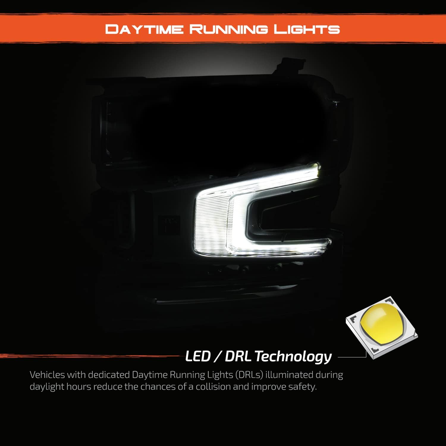 AKKON - Fits 2019-2021 Chevy Silverado 1500 [FULL LED] Black Headlights Driver+Passenger Pair w/LED Running Tube