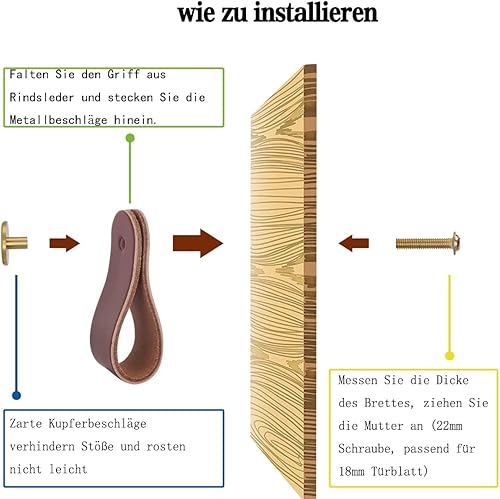 Miniatura 2 de Tiradores de cuero para cajones, paquete de 4 pomos para cajones de gabinete, pomos suaves para puerta de armario que mejoran el aspecto de los