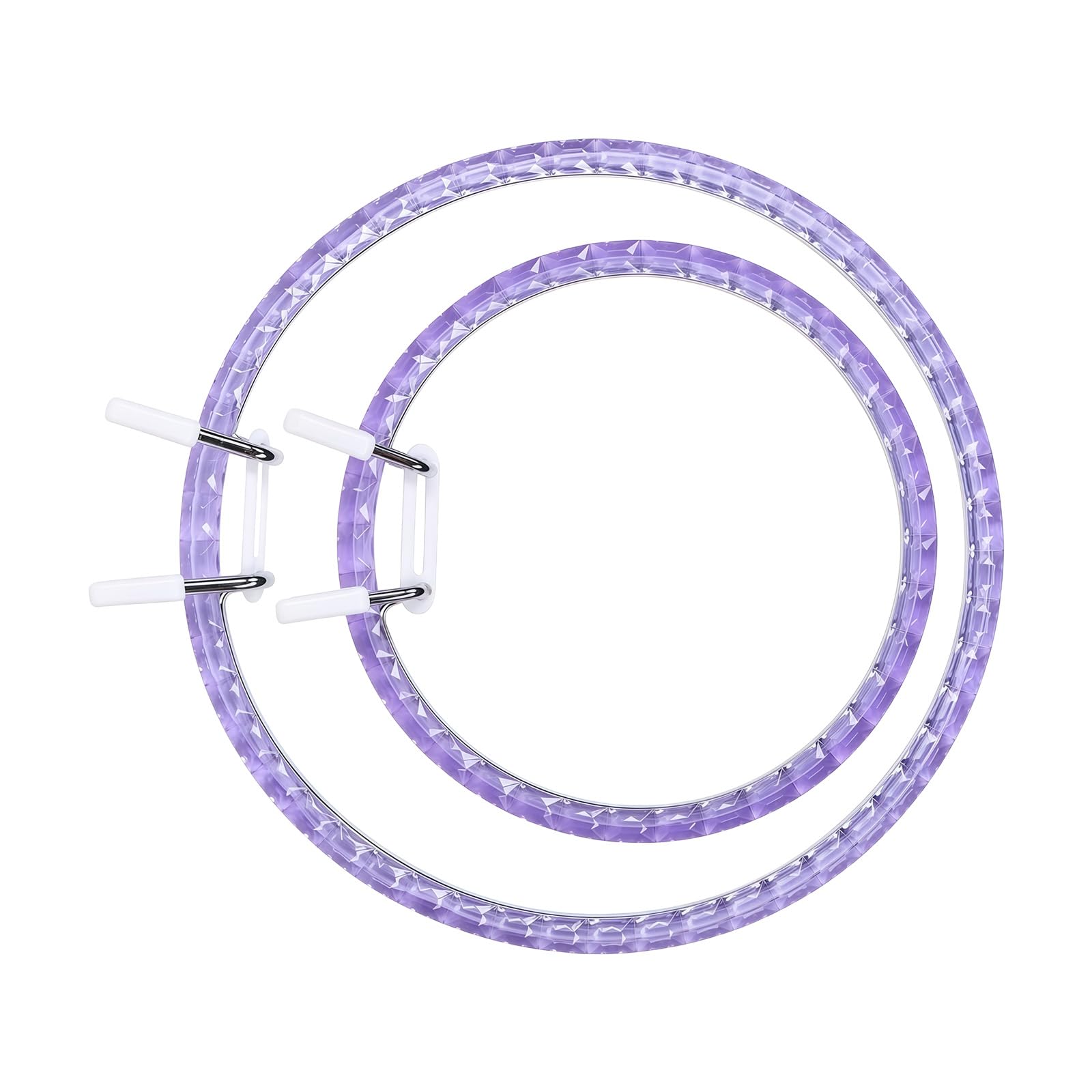 CAZSTYK 2Pieces Acrylic Spring Hoops for Embroidery Surfaces and Comfortable Grip for Long Supplies Nonslip Acrylic Embroidery Hoops