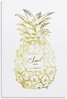 HUIGUOMAIYI Fashion Pineapple Art Painting – Elegant Champagne Gold Stroke Canvas Print, Luxury Decorative Poster for Living Room & Bedroom 12x18inch(30x45cm) Unframe-Art Flowers-7