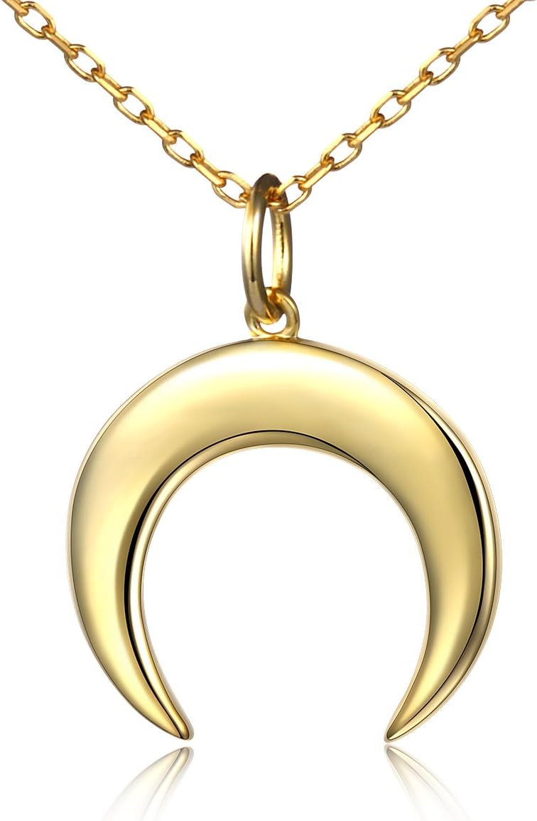 DAOCHONG S925 Sterling Silver Crescent Moon Tooth Sailor Pendant Necklace for Women Jewelry