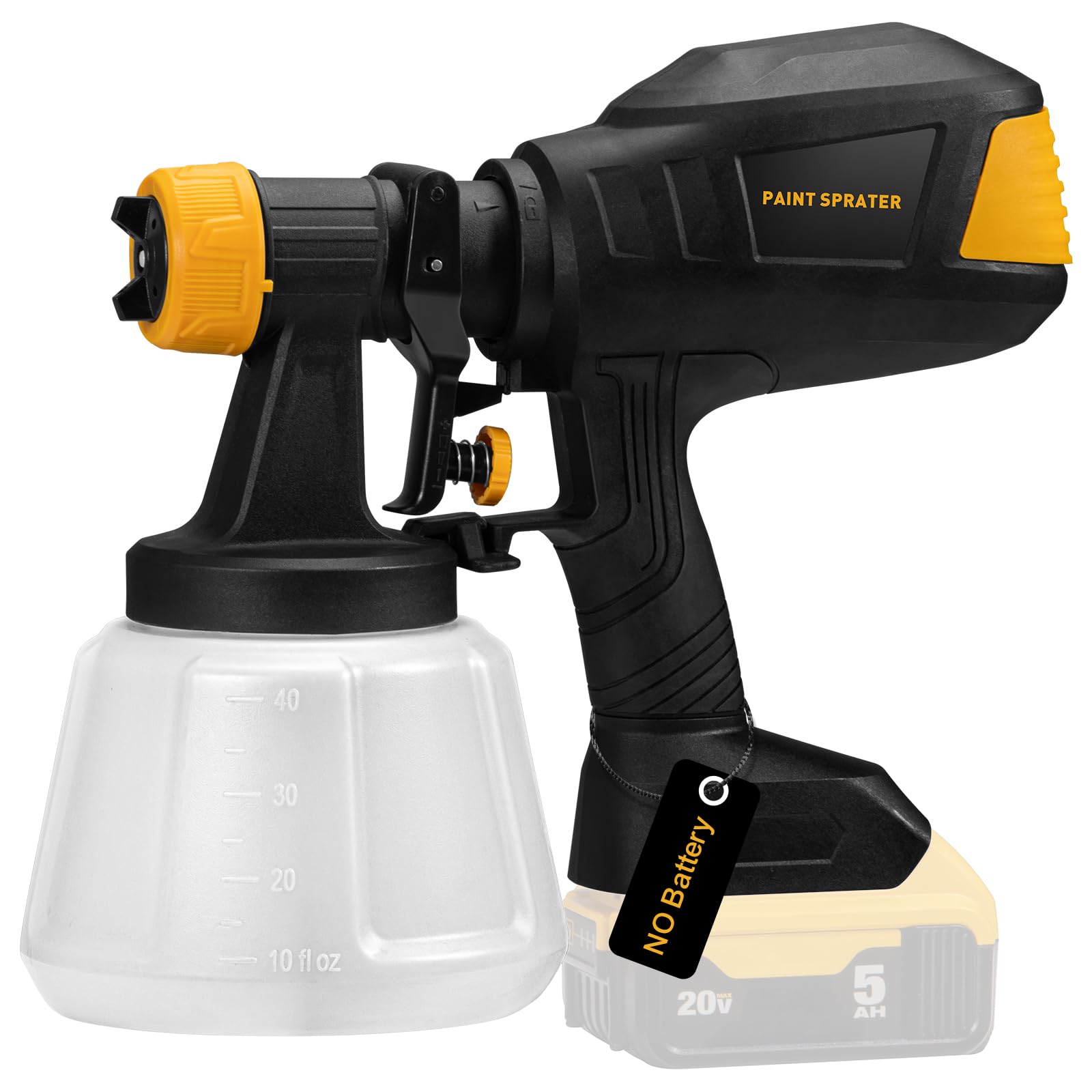 Pulverizador de pintura inalámbrico sin escobillas para batería Dewalt de 20 V, 4 boquillas, viscosidad de 150 din/s, caudal de 1000 ml/min y pistola de pintura eléctrica de 1200 ml para muebles