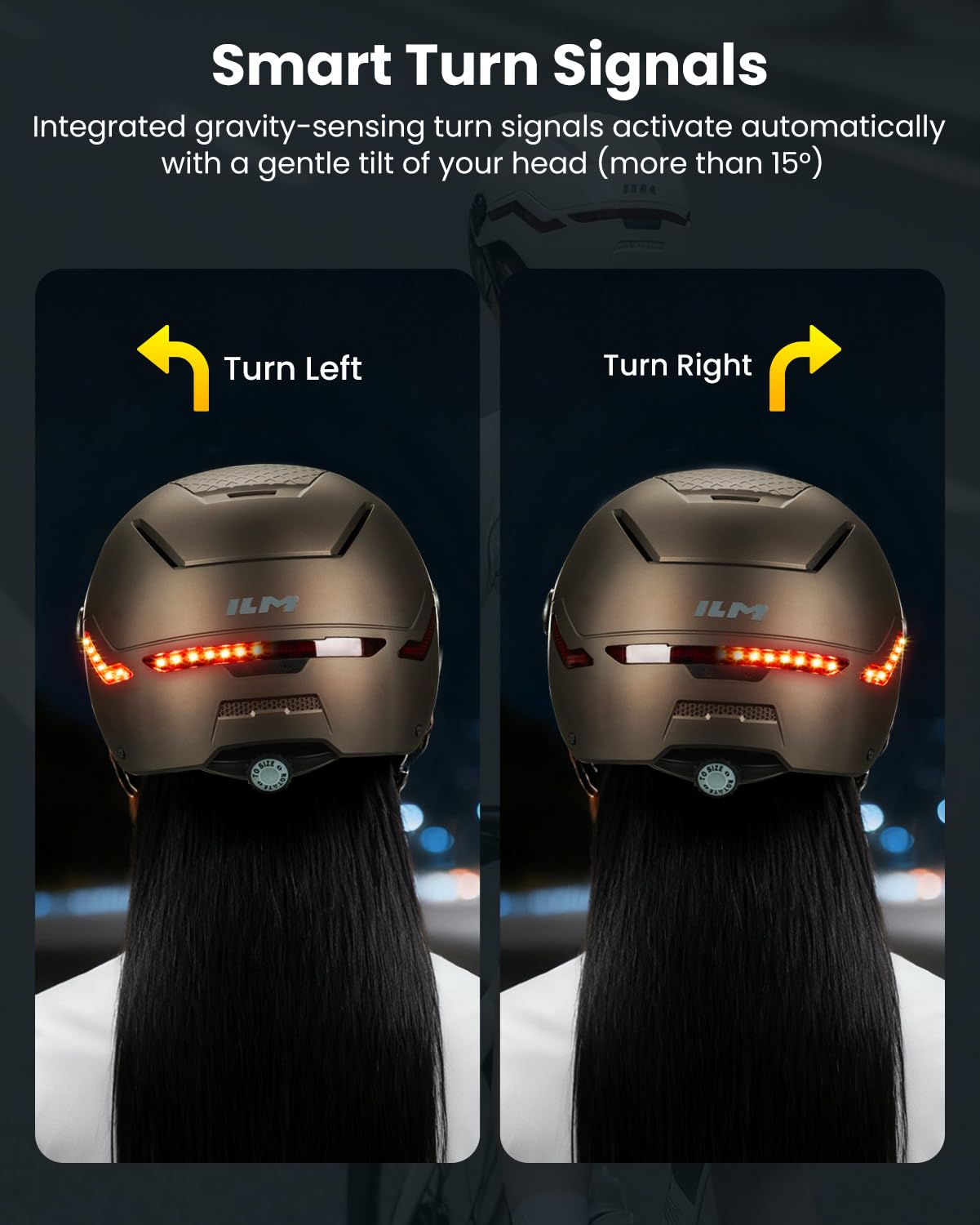 ILM Casque Velo Homme Femme Trotinette Electrique Adulte Visiere Lumiere LED Clignotant Feu Stop Homologue NTA-8776 MB101L