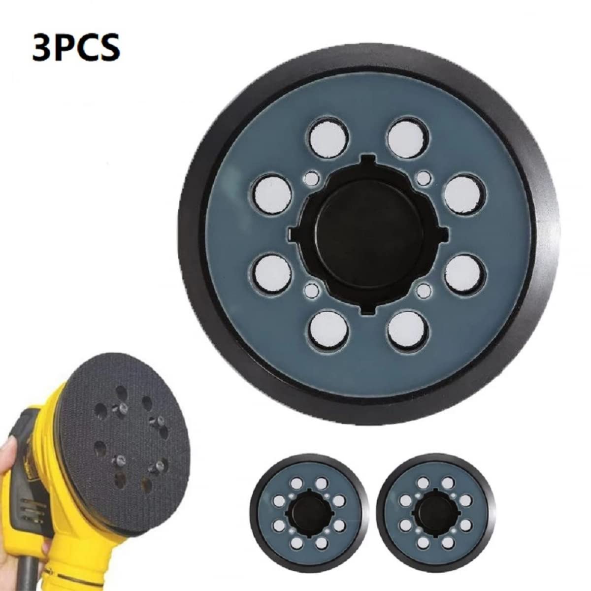 DAZZLEEX Protezione per cuscinetti di supporto, 3 pezzi, 125 mm, 8 fori, per levigatrice DWE6423