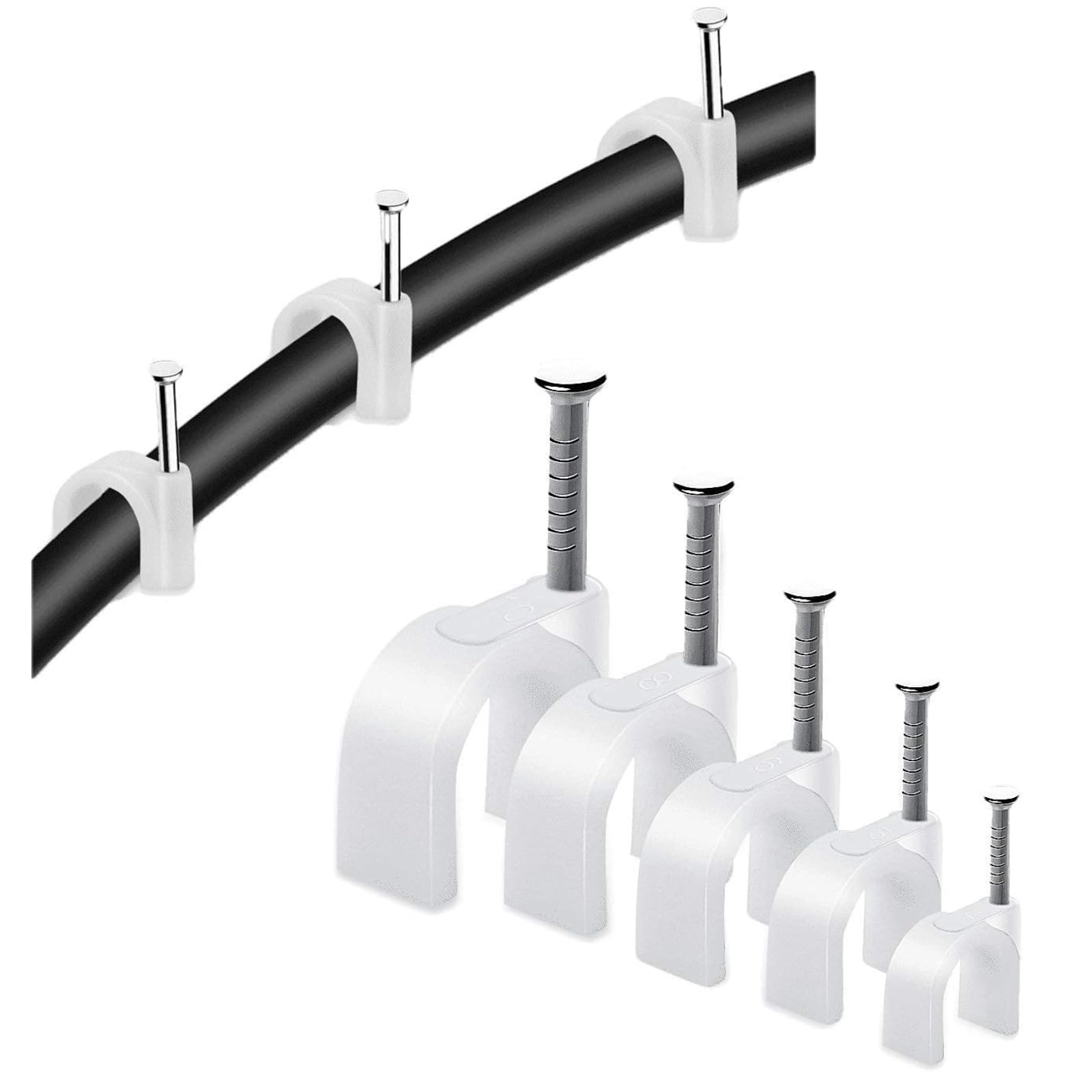 SHIVANSH TECHNOLOGY® Cable Clips with Metal Nails for Cable Management Cord Organizer, Round Wire Fastener Clamps for Hanging Cables Fitting on Wall | Pack of 100, (12mm, White) (B0CLZKR8YY) Amazon Price History, Amazon Price Tracker