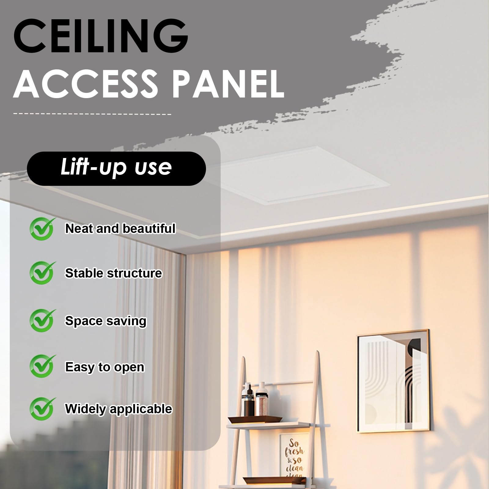 Panel Acceso Techo De Plástico,Puerta Registro Tubos Empotrable, Marco Robusto,Varios Tamaños Disponibles,Fácil Abrir,para Cableado E Instalaciones