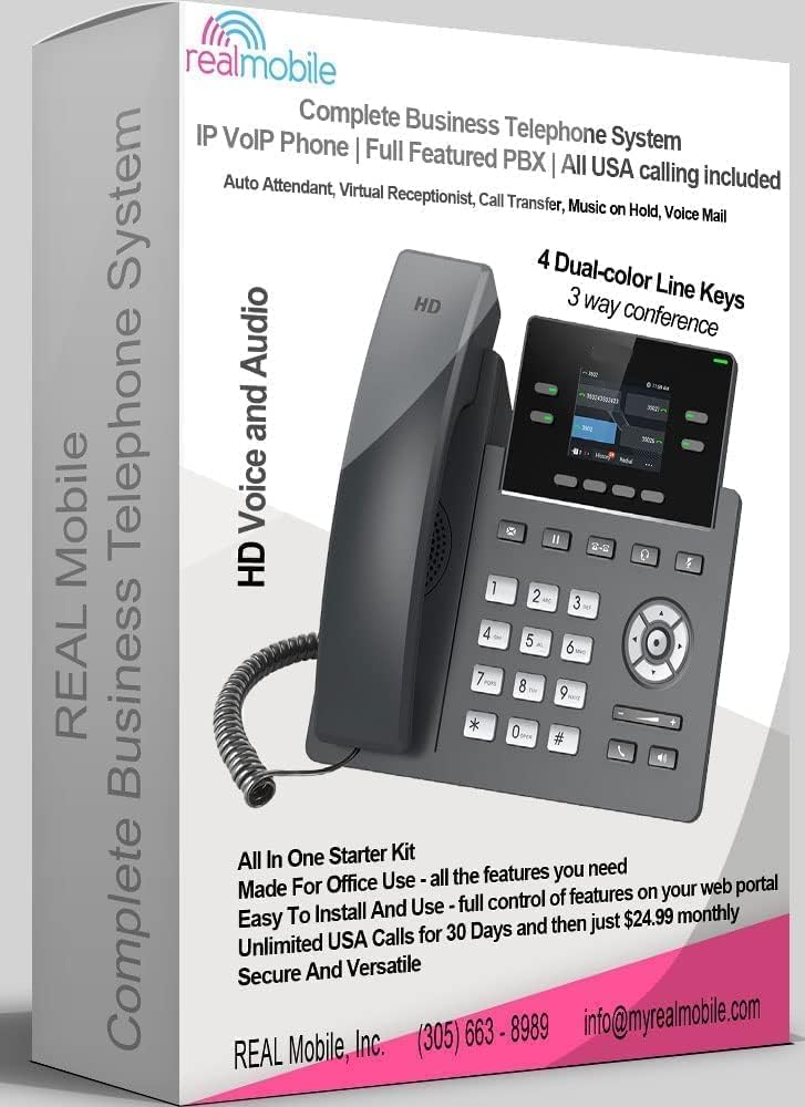 Business Phone System Subscription - VoIP Home Office Landline with Voicemail - Expandable Lines - Has Caller ID, Voice Recorder, Call Forwarding - PBX Telephone System, Colored LCD Screen