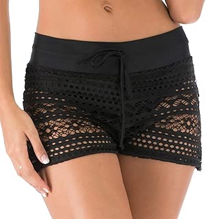 K SS Women's Beach Boardshorts Hollow Out Lace Swimsuit Tankini Crochet Swimwear Bottoms