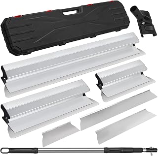 DrRobor Skimming Blade Set, European Stainless Steel Construction Knife with Extension Handle for Profile Smoothing (12’’+20’’+30’’/ 30cm+50cm+80cm)