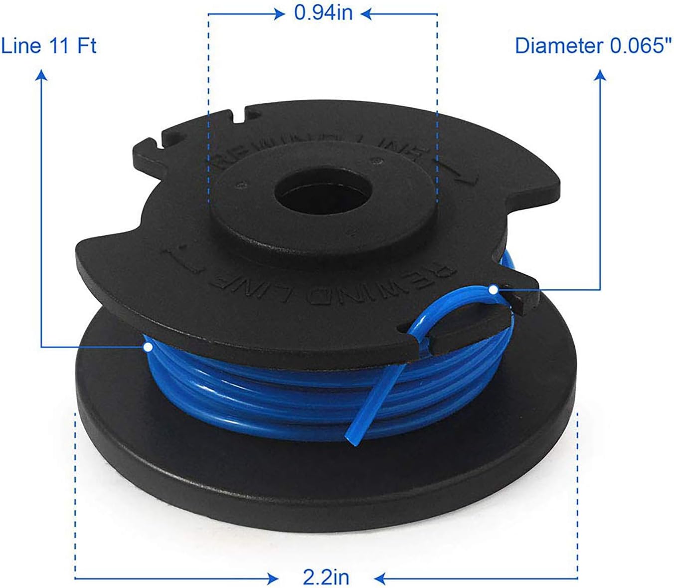 THTEN String Trimmer Spool Replacement for Ryobi One Plus AC14RL3A 18V 24V 40V 11ft 0.065" Auto Feed Cordless Weed Eater Spools Line with AC14HCA Cap Covers Parts (6 Spools, 1 Cap)