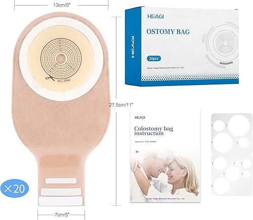 Miniatura 7 de 20 bolsas de colostomía, bolsa de ostomía drenable de una pieza con cierre para el cuidado del estoma de ileostomía, suministros de ostomía,