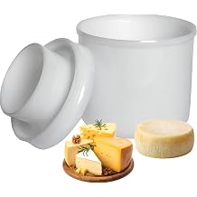 Cheese mold with piston 2L, Round press for hard and semi-hard cheeses, High cheese mold H140mm D145mm, Durable food-grade material, White