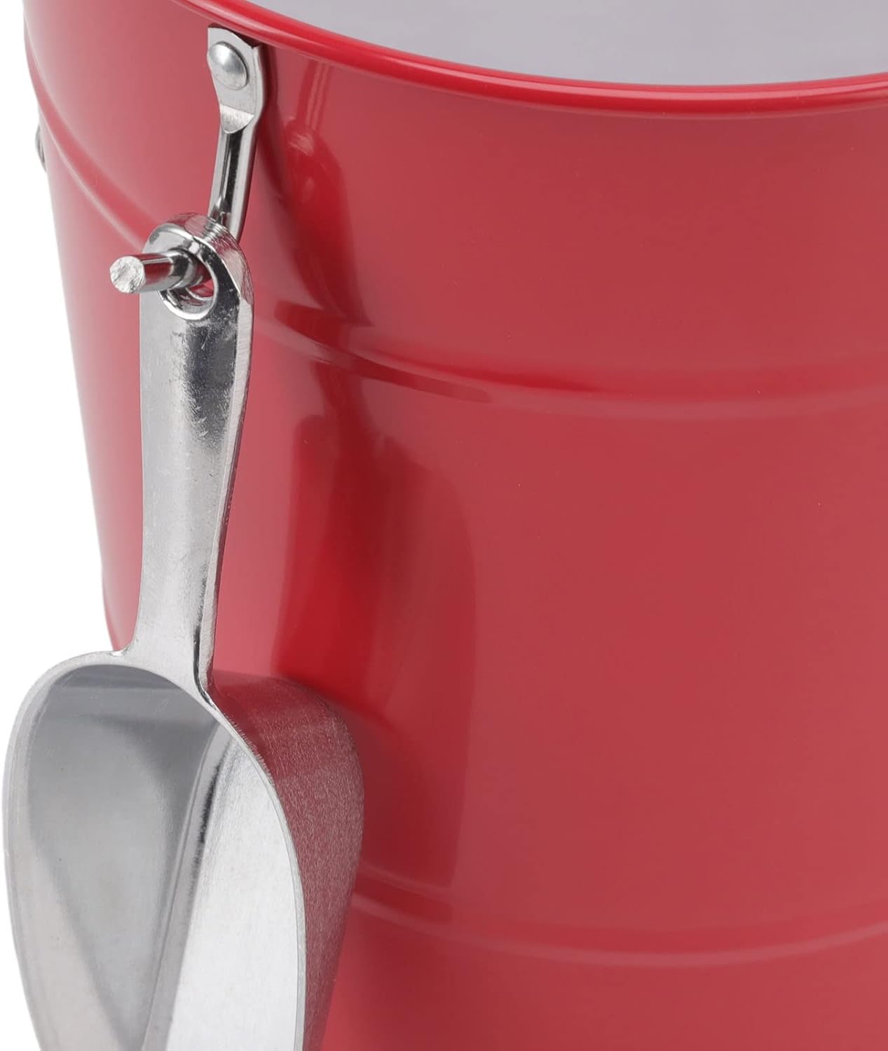Ymiko Ice Buckets for Parties, Ice Buckets for Parties with Lid with Shovel 4L Galvanized Round for Bars, Restaurants and (Red)