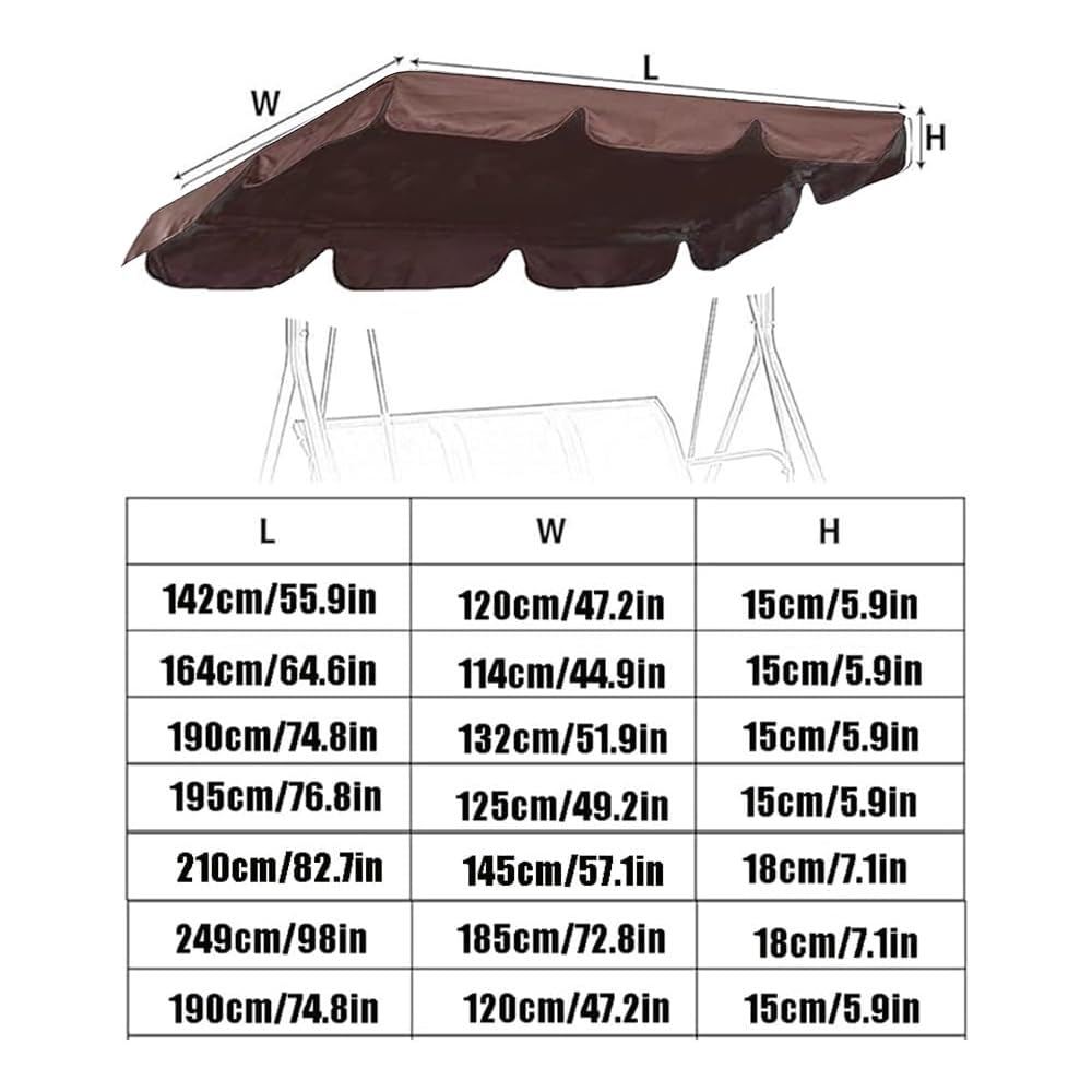 Generic Cubierta Balancín Toldo De Repuesto para Columpio De Jardín | Impermeable, Resistente Al Viento, Para Patio Al Aire Libre Para Columpio De 3 Plazas(Red,98x72.8in-249x185cm)