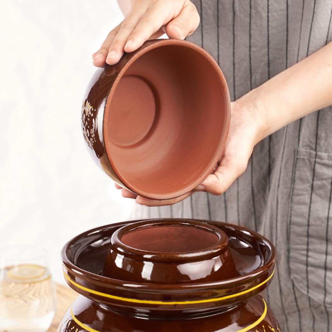 Ceramiczny słoik na marynaty z pokrywkami, duży tradycyjny chiński porcelanowy słoik do marynowania, ceramiczny garnek fermentacyjny z uszczelką wodną pokrywką śluzy powietrznej, garnek z kapustą