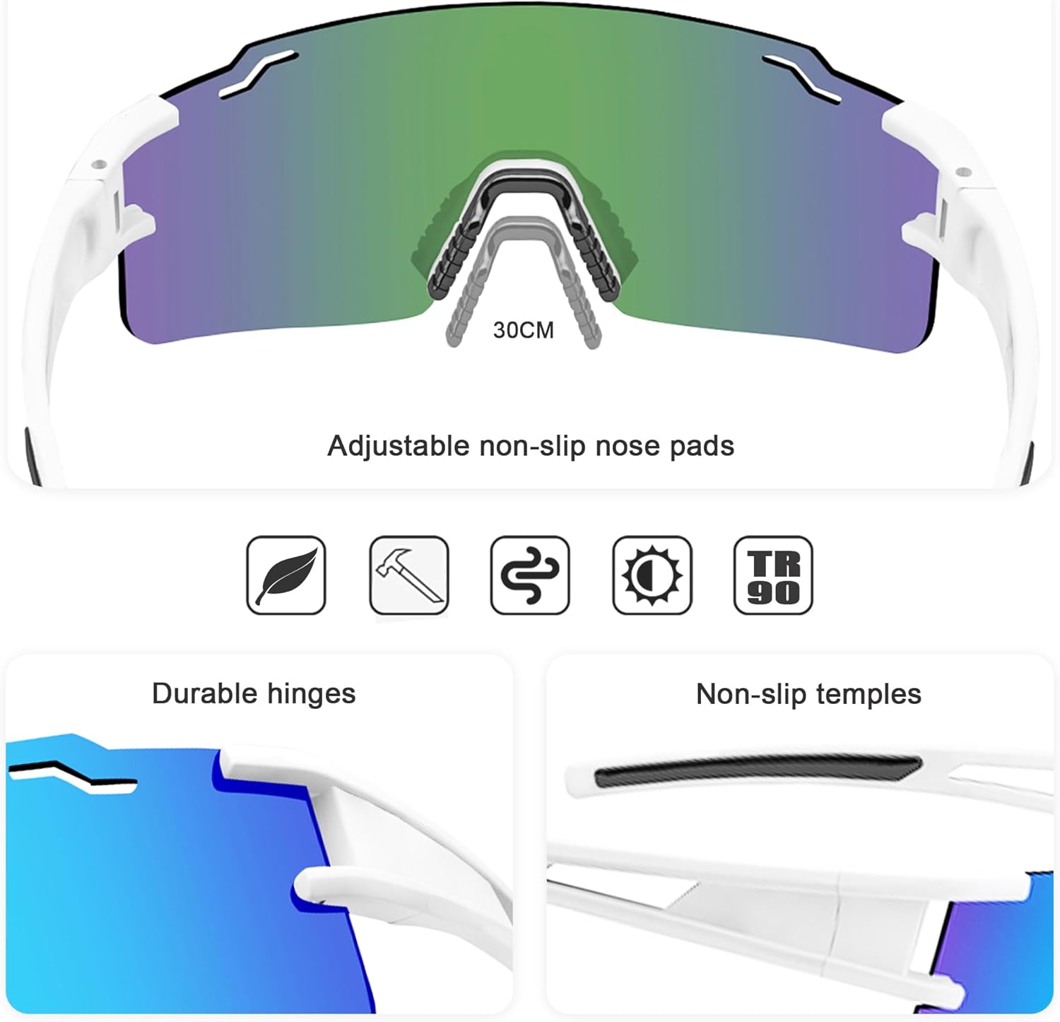 Sports Polarized Sunglasses Men Women UV400 Protection Baseball Glasses Running Sunglasses for Cycling Softball - Image 2