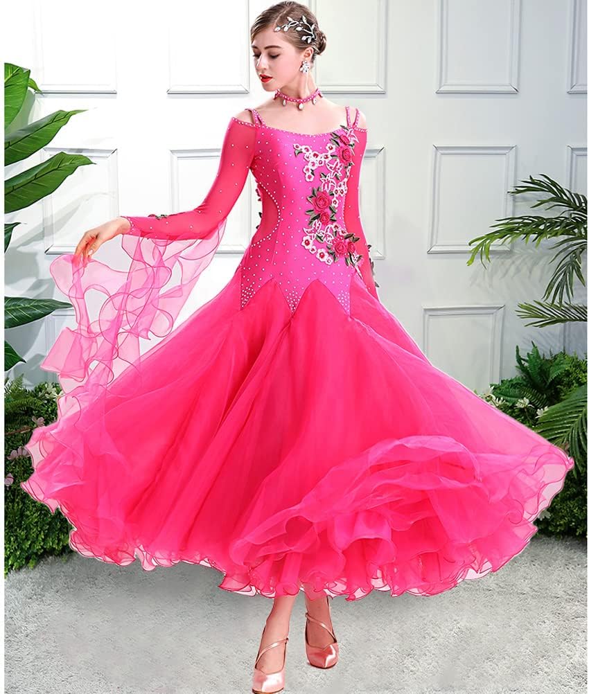 Embroidery Waltz Tango Performance Costumes Ballroom Competition Dress for Women Modern Salsa Dance Dresses
