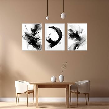 Amazon.co.jp: SHYAMIC アートパネル 抽象 3枚セット飾り絵 抽象画, 黒