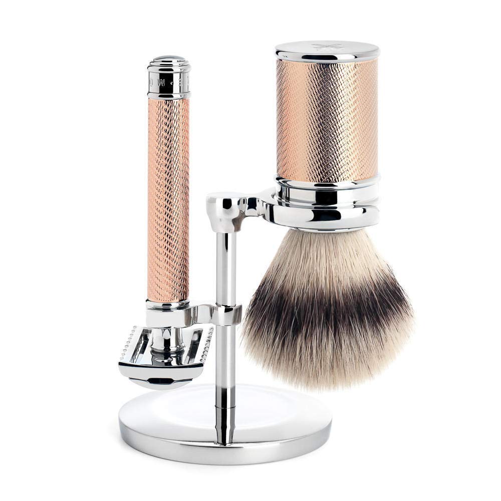 MÜHLE Rosegold Silvertip Fibre Safety Razor (Open Comb) Shaving Set