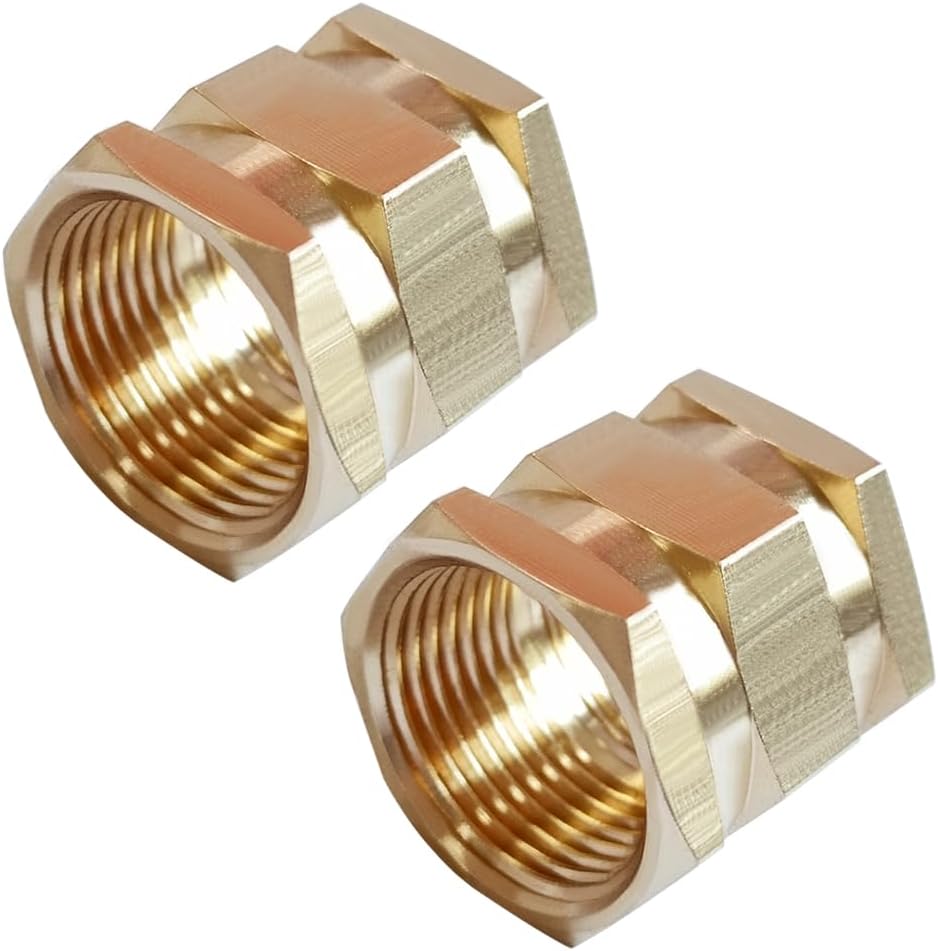 Joywayus 2PCS Brass 3/4"NPT Female x 3/4"NPT Female Pipe Fitting Hex Nipple