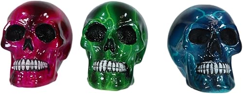 Ebros Gift Rock and Roll Metallica Thunder Storm Lightning Bolts Colorful Skulls - Juego de 3 figuras de esqueleto con cabeza de esqueleto, cráneo