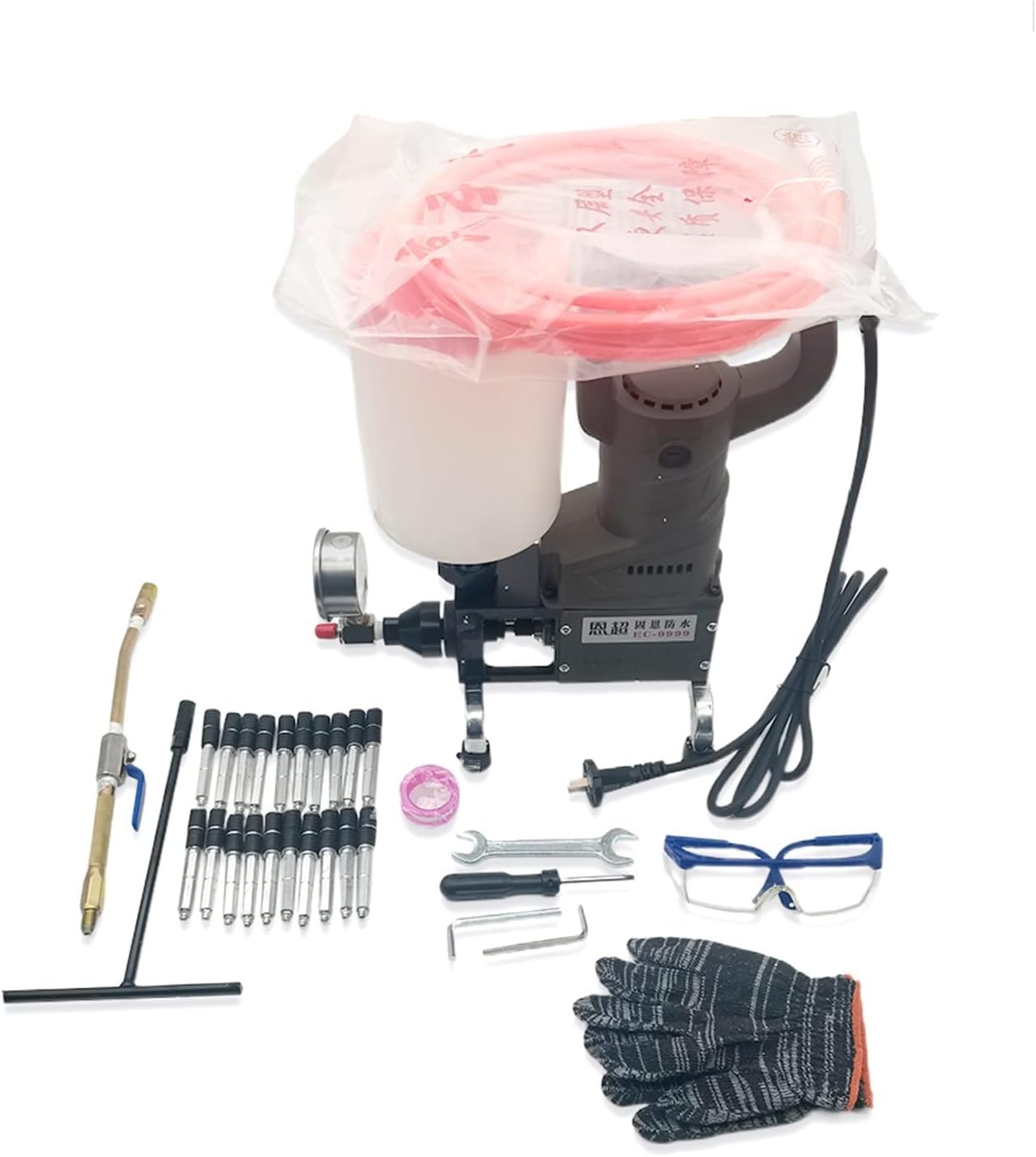 Epoxy Injection Pump Epoxy/Polyurethane Foam Grouting Machine Steel Hose Concrete Repair Crack 999 810/910/1300W,DIY Tools(910w)