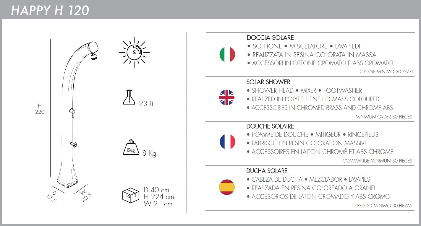 Arkema Design Doccia Solare con Lavapiedi Happy Cherry H120/3027