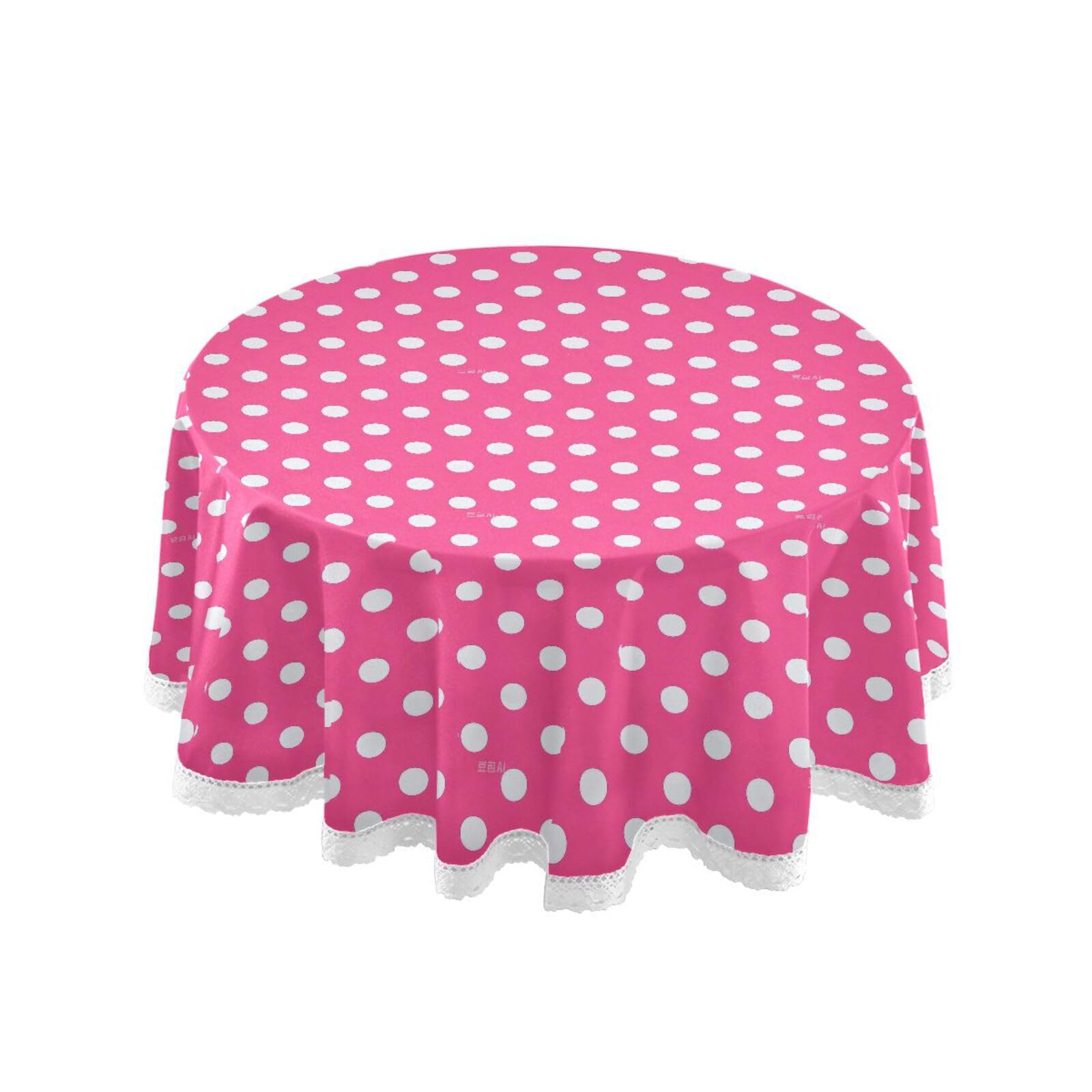 Nappe ronde 152 cm en dentelle polyester lavable blanche pour table de fête