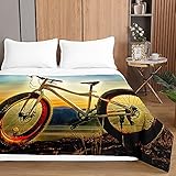 Chickwin Tagesdecke Bettüberwurf, Fahrrad Drucken Tagesdecken mit Prägemuster Gesteppt Steppdecke Überwurf Wohndecke aus Mikrofaser (150x200cm,Mountainbike)